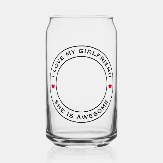私は私のガールフレンド素晴らしの写真文字ハートを愛する ガラス缶 (正面)
