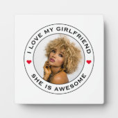 私は私のガールフレンド素晴らしの写真文字ハートを愛する フォトプラーク (正面)