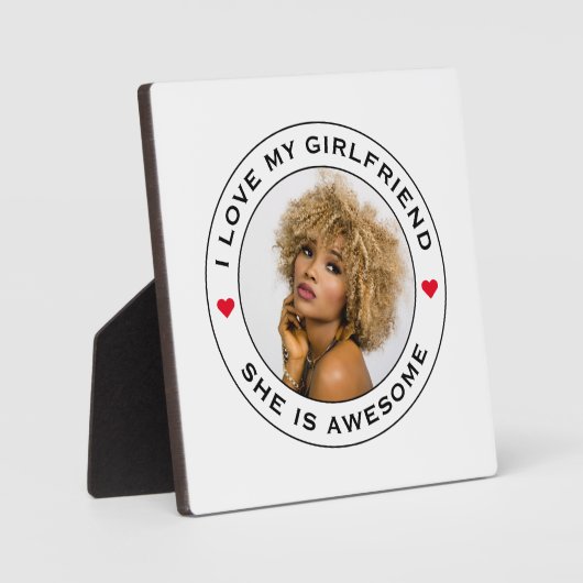 私は私のガールフレンド素晴らしの写真文字ハートを愛する フォトプラーク (正面)