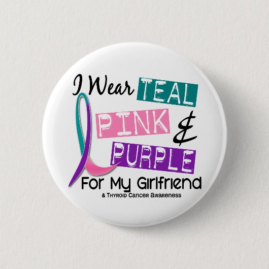 私は私のガールフレンド37のための甲状腺癌のリボンを身に着けています 缶バッジ (正面)
