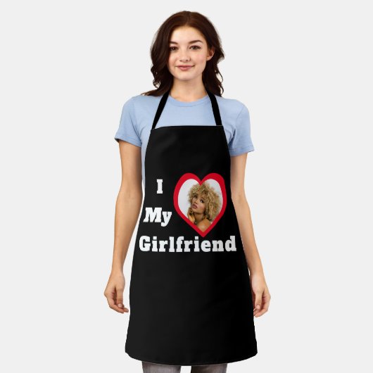 私は私のガールフレンドbaeパーソナライズされたのカスタム写真 エプロン (着用した状態)