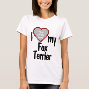 私は私のキツネテリアが大好き – かわいいハートフォトフレーム犬 Tシャツ