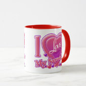 私は私のキャンディのピンクか紫色-ハート--を愛します マグカップ (正面右)