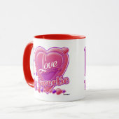 私は私のキャンディのピンクか紫色-ハート--を愛します マグカップ (正面左)
