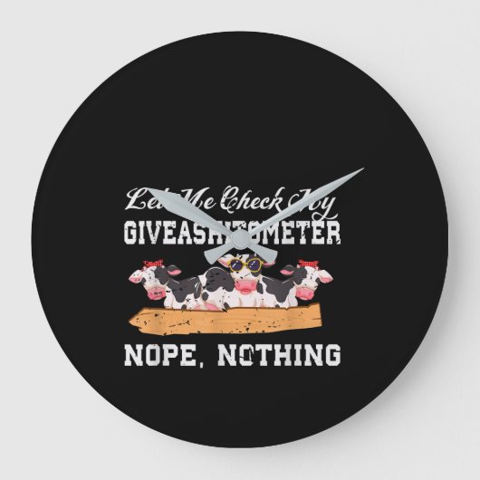 私は私のギベアシトメーターNopeをチェックしよう、ない牛 ラージ壁時計 (正面)