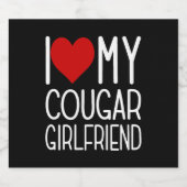 私は私のクーガーのガールフレンド私のハート私のクーガーの女の子 スパークリングワインラベル (シングルラベル)