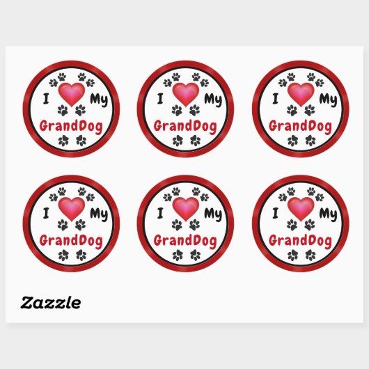 私は私のグランドドッグのステッカーが大きなバルク割引を参照して大好き ラウンドシール (シート)