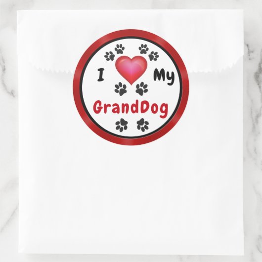 私は私のグランドドッグのステッカーが大きなバルク割引を参照して大好き ラウンドシール (バッグ)