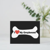 私は私のグレイハウンドが大好き – 犬の骨 ポストカード (スタンド正面)