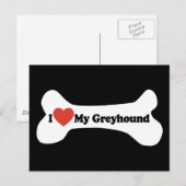 私は私のグレイハウンドが大好き – 犬の骨 ポストカード (正面/裏面)