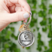 私は私のグレイハウンドのハートKeychainを愛します キーホルダー (手)