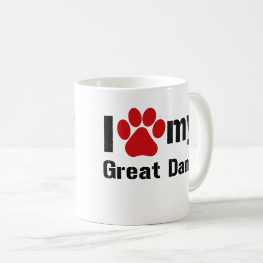 私は私のグレートデーンを愛します コーヒーマグカップ (正面右)
