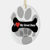 私は私のグレートデーン-犬用の骨--を愛します セラミックオーナメント (右)