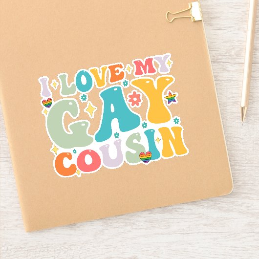 私は私のゲイのいとこのGroovy Rainbow LGBTプライドが大好き シール (ノートブック)