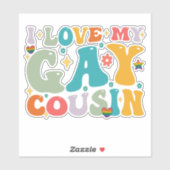 私は私のゲイのいとこのGroovy Rainbow LGBTプライドが大好き シール (シート)
