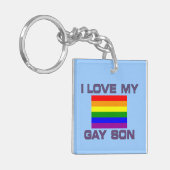 私は私のゲイの息子を愛する – 家族のサポートゲイの権利 キーホルダー (正面左)