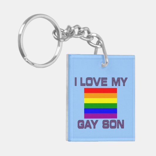 私は私のゲイの息子を愛する – 家族のサポートゲイの権利 キーホルダー (正面左)