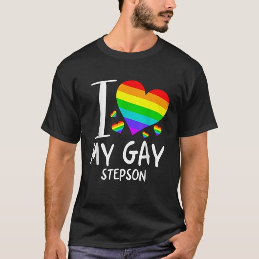 私は私のゲイの義理の息子LGBT月家族誇りを持ったT Shが大好き Tシャツ (正面)