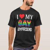 私は私のゲイボーイフレンドLgbtレズビアン誇りを持ったレインボー Tシャツ (正面)