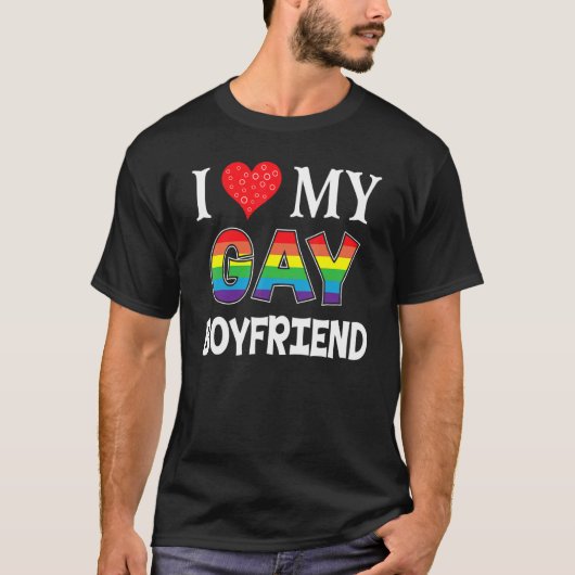 私は私のゲイボーイフレンドLgbtレズビアン誇りを持ったレインボー Tシャツ (正面)