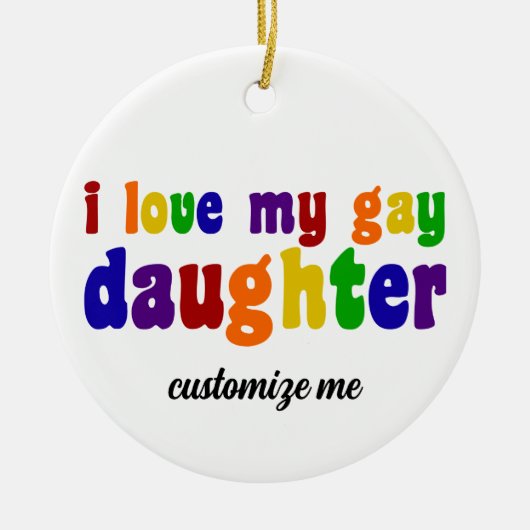 私は私のゲイ娘LGBTQママ誇りを持ったクリスマスが大好き セラミックオーナメント (正面)