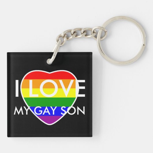 私は私のゲイ息子の家族のサポートゲイの権利を愛する キーホルダー (裏面)