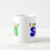 私は私のゲイ息子レトロレインボーママ大好き コーヒーマグカップ (中央)