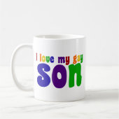 私は私のゲイ息子レトロレインボーママ大好き コーヒーマグカップ (左)