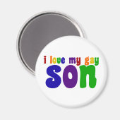 私は私のゲイ息子レトロレインボーママ大好き マグネット (正面/裏面)