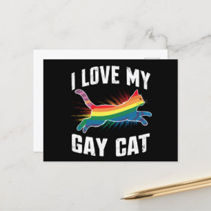 私は私のゲイ猫レインボーおもしろいプライドLGBTが大好き ポストカード