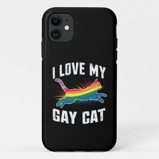 私は私のゲイ猫レインボーおもしろいプライドLGBTが大好き Case-Mate iPhoneケース (裏面)