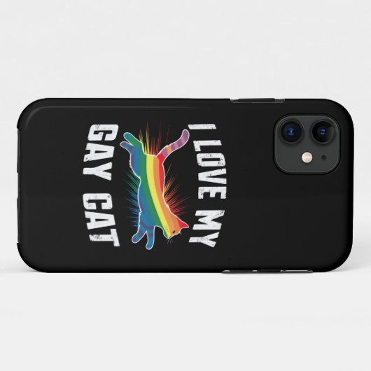 私は私のゲイ猫レインボーおもしろいプライドLGBTが大好き Case-Mate iPhoneケース (裏面(横))