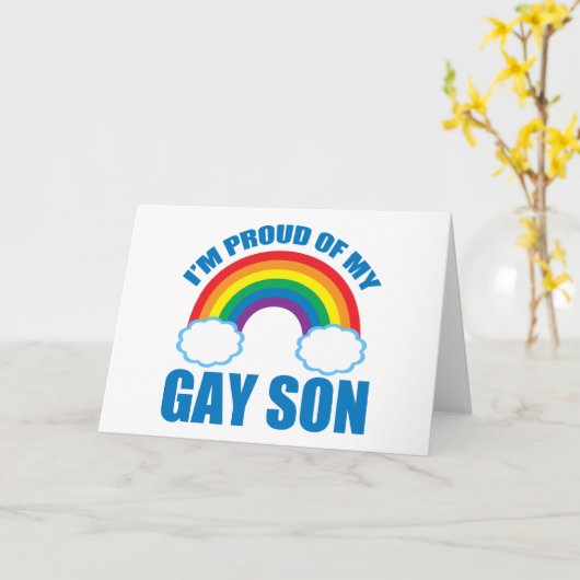 私は私のゲイ誇りを持った息子LGBTQママパパ親の私の カード (黄色い花)