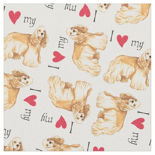 私は私のコッカースパニエルを愛します ファブリック (クローズアップ)