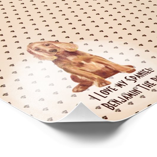 私は私のコッカースパニエル犬名カスタム漫画の犬が大好き フォトプリント (角)