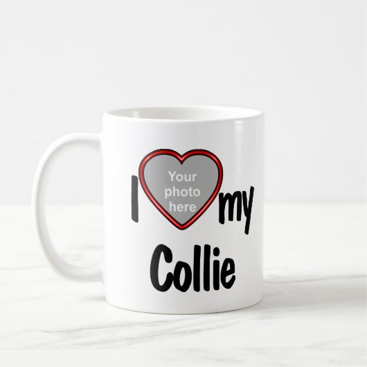 私は私のコリーかわいい赤いハート犬の写真が大好き コーヒーマグカップ (左)