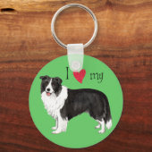 私は私のコリー縁どが大好き キーホルダー (正面)