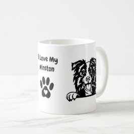 私は私のコリー縁どが大好き |名前とポープリント コーヒーマグカップ