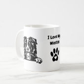 私は私のコリー縁どが大好き |名前とポープリント コーヒーマグカップ (正面左)