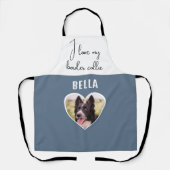 私は私のコリー縁どドッグの写真が大好きハート名 エプロン (正面)