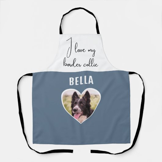 私は私のコリー縁どドッグの写真が大好きハート名 エプロン (正面)