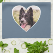 私は私のコリー縁どドッグの写真が大好きハート名 キッチンタオル (折り畳み)