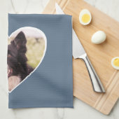 私は私のコリー縁どドッグの写真が大好きハート名 キッチンタオル (四つ折り)