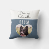 私は私のコリー縁どドッグの写真が大好きハート名 クッション (裏面)