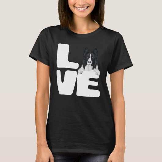 私は私のコリー縁どドッグ恋人が大好き1 Tシャツ (正面)