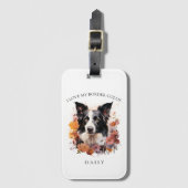 私は私のコリー縁どフローラドッグポートレートが大好き ラゲッジタグ (正面縦)