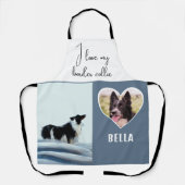 私は私のコリ縁どースケッチ犬の写真の名前が大好き エプロン (正面)