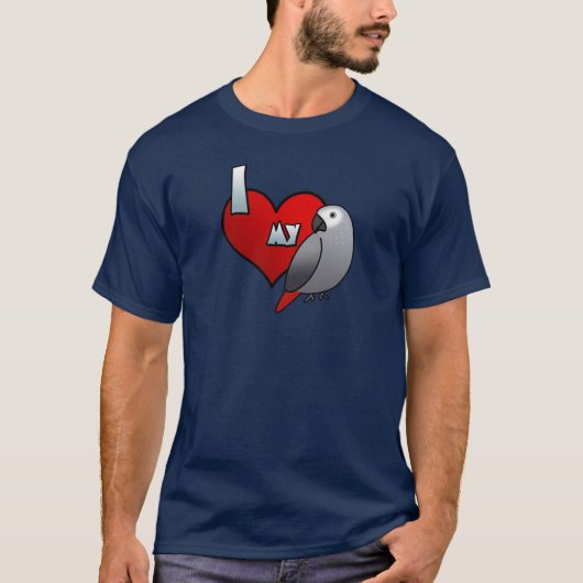 私は私のコンゴのアフリカ灰色のTシャツを愛します Tシャツ (正面)