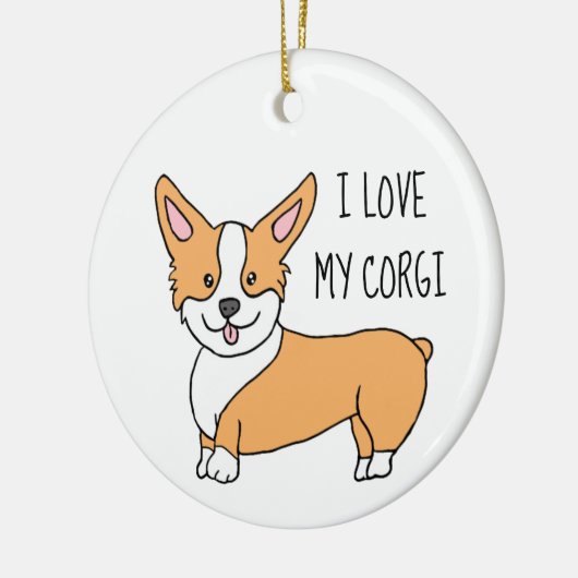 私は私のコーギクリスマスが大好き セラミックオーナメント (左)