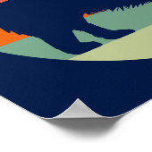 私は私のコーギビューティフルレトロ夕日が大好き ポスター (角)